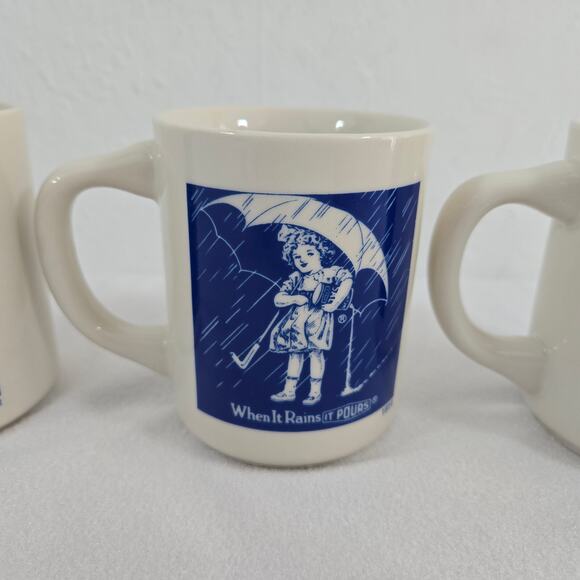 1980s Morton Salt Coffee Mugs: 1914 & 1921 Logos -When It Rains It Pours 3pcs - Picture 8 of 12